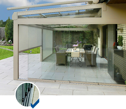 Ganzglasschiebelement - Ganzglasschiebewand, Vitello-System Ganzglasschiebelement - Ganzglasschiebewand, Vitello-System